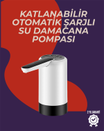 Otomatik Damacana Su Pompası | 40-80 Saniye Zaman Ayarlı | %90 Açılabilir Hijyenik Tasarım | Şarjlı ve Portatif