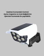 Kamera Görünümlü Solar LED Lamba Hareket Sensörlü Uzaktan Kumandalı Bahçe Duvar Aydınlatması