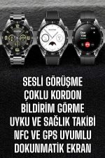 Akıllı Saat Titreşimli Pusula Nabız ve Tansiyon Ölçer NFC Uyumlu