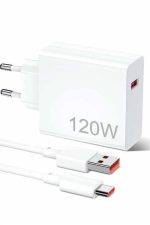 120W Şarj Aleti Hızlı Çift Turbo Şarj Aleti Seti Beyaz