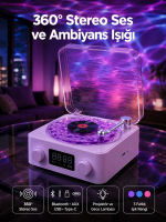 Retro Pikap Tasarımlı Bluetooth Hoparlör – Projektörlü Şarjlı Lamba