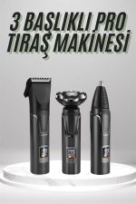 Dijital Göstergeli 3 Başlıklı Tıraş Makinesi Islak Kuru Lazer Öncesi Günlük