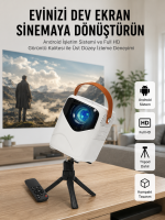 HD Ayaklı Portatif Projeksiyon Cihazı Bluetooth Wifi Akıllı Android İşlemcili