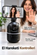 Yüz Takipli Telefon Tutucu El Hareketi Kontrollü Masaüstü Stand