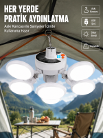USB ve Solar Şarjlı Katlanabilir 5 Taraflı LED Lamba