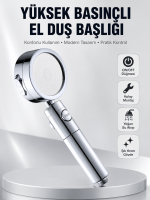 Kolay Montajlı 3 Modlu Yüksek Basınç Duş Başlığı