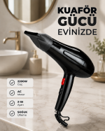 2200W Güçlü Motorlu Ergonomik Fön Makinesi
