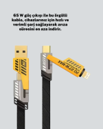 Yüksek Hızlı 65W Güç Çıkışlı Çoklu Cihaz Uyumlu Şarj Kablosu