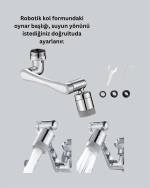 1080° Dönebilen Musluk Başlığı 2 Su Modlu Ayarlanabilir Esnek Tasarım