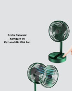 Taşınabilir Şarjlı Mini Fan – Katlanabilir Gövde, 3 Hız Kademesi