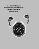 Bluetooth 5.3 Kablosuz Kulaklık 30mm Sürücü LED Ekranlı Mikrofonlu