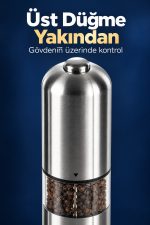 Şeffaf Hazneli Tuz Karabiber Öğütücü Pilli Taşınabilir Mutfak Aleti
