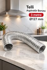 Gümüş Renkli Telli Aspiratör Borusu 3 Metre