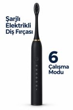 Siyah Şarjlı Elektrikli Diş Fırçası 6 Modlu