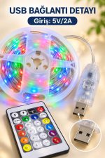 USB Bağlantılı 10 Metre RGB LED Işık