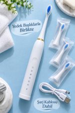 Beyaz Elektrikli Diş Fırçası 3 Yedek Başlıklı