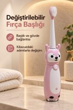 Çocuk Diş Fırçası Pembe Gövdeli Açma Kapama Düğmeli