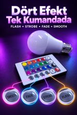 RGB LED Ampul Kumandadan Işık Efekti Seçimli