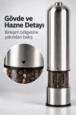 Şeffaf Hazneli Tuz Karabiber Öğütücü Pilli Taşınabilir Mutfak Aleti