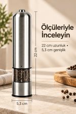 Şeffaf Hazneli Tuz Karabiber Öğütücü Pilli Taşınabilir Mutfak Aleti