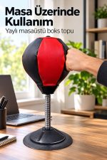Yaylı Masaüstü Boks Topu Siyah Yuvarlak Tabanlı
