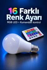 Uzaktan Kumandalı RGB LED Ampul 16 Renk Ayarlı