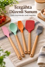 Mutfak Spatula Seti Farklı Biçimlerde Renkli Başlıklar