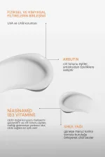 Nemlendirici ve Leke Karşıtı Renksiz Güneş Kremi - Tüm Cilt Tipleri İçin Niasinamid ve Arbutin SPF 50+ 50 ml