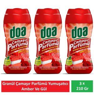 Doa Granül Çamaşır Parfümü & Çamaşır Yumuşatıcı Amber ve Gül 3 x 210 Gr