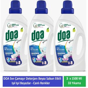 Doa Sıvı Çamaşır Deterjanı Beyaz Sabun Etkili 1500 Ml x 3 Adet
