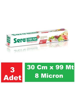 Sera Streç Film 30 Cm x 99 Mt 8 Micron x 3 Paket