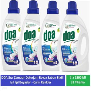Doa Sıvı Çamaşır Deterjanı Beyaz Sabun Etkili 1500 Ml x 4 Adet