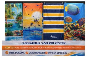 Bilmar Plaj Havlusu 70 x 140 Cm Kum Tutmaz - Hafif ve Yüksek Emici x 4 Adet