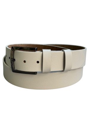 4 cm. Spor Hakiki Deri Düz Model Erkek Kemer Beyaz