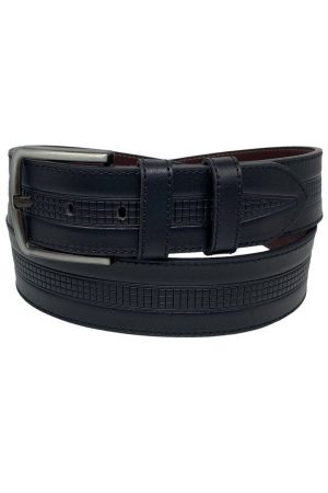 4.5 Cm. Spor Suni Deri Desenli Ve Dikişli Model Erkek Kemer Siyah