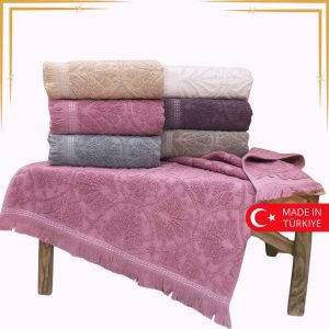 Bilmar Bukle Jakarlı Saçaklı Gonca Desenli El Ve Yüz Havlusu 50 X 90 Cm x 6 Adet