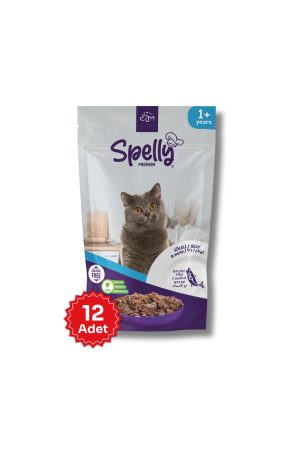 12 Adet x Spelly Premium Yetişkin Kedi Yaş Mama - Balık (85gr)