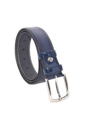 Lacivert Rugan Suni Deri Desenli 3.5 Cm.lik Klasik Kemer - 8005-80