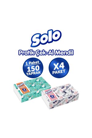 Solo Çek Al Mendil Desenli 150 Li x 4 Paket