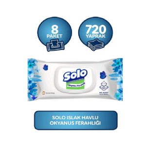 Solo Islak Mendil Okyanus Ferahlığı Kapaklı 8 Li Set 720 Yaprak