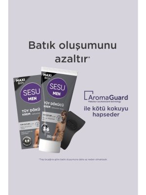 Sesu Men Maxi Boy Tüm Cilt Tipleri Için Erkek Tüy Dökücü Kremi 200 Ml