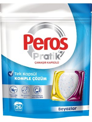 Peros Pratik Matik Çamaşır Deterjanı Kapsülü - Tableti 26 Adet Beyazlar