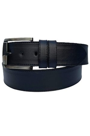 4.5 cm. Spor Suni Deri Kenarları Dikişli Düz Model Erkek Kemer Siyah