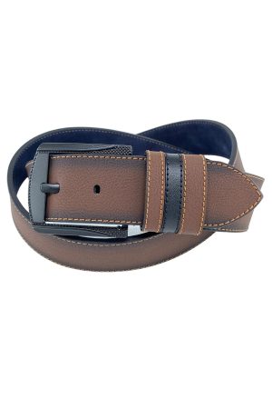 4.5 cm. Spor Suni Deri Kenarı Sarı Dikişli Model Erkek Kemer Kahverengi