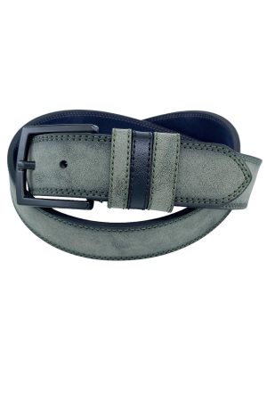 Haki Yeşil Süet Suni Deri Çift Dikişli Model 4 cm.lik Unisex Spor Kemer - 9010-10