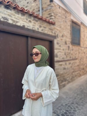 Bilmar Pamuk Plus Premium Şal 75 x 185 Cm/Haki Yeşil/Düz
