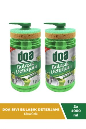 Doa Sıvı Bulaşık Deterjanı Elma Özlü 1 Lt Süngerli x 2 Adet