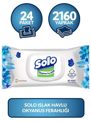 Solo Islak Mendil Okyanus Ferahlığı Kapaklı 24 Lü Set 2160 Yaprak
