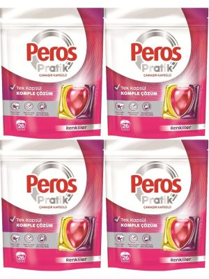 Peros Pratik Matik Çamaşır Deterjanı Kapsülü - Tableti 104 Adet Renkliler (4PK*26)