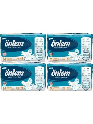 Önlem Yetişkin Hasta Bezi Bel Bantlı Medium M 80 - 120 Cm 30 Lu x 4 Adet